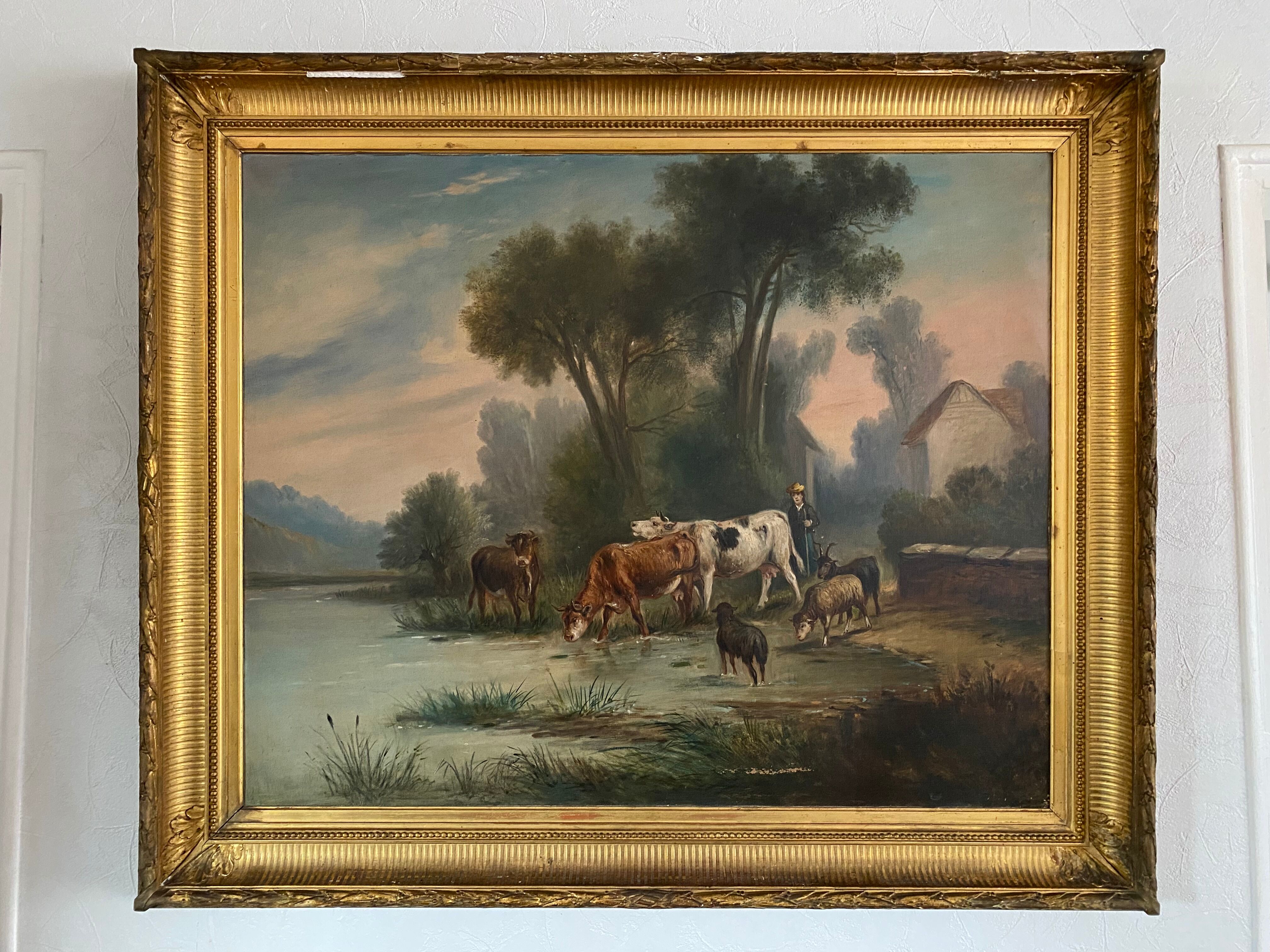 Painting of barbizon style 19 th