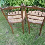 2 chairs wood and canage style Louis XVI
