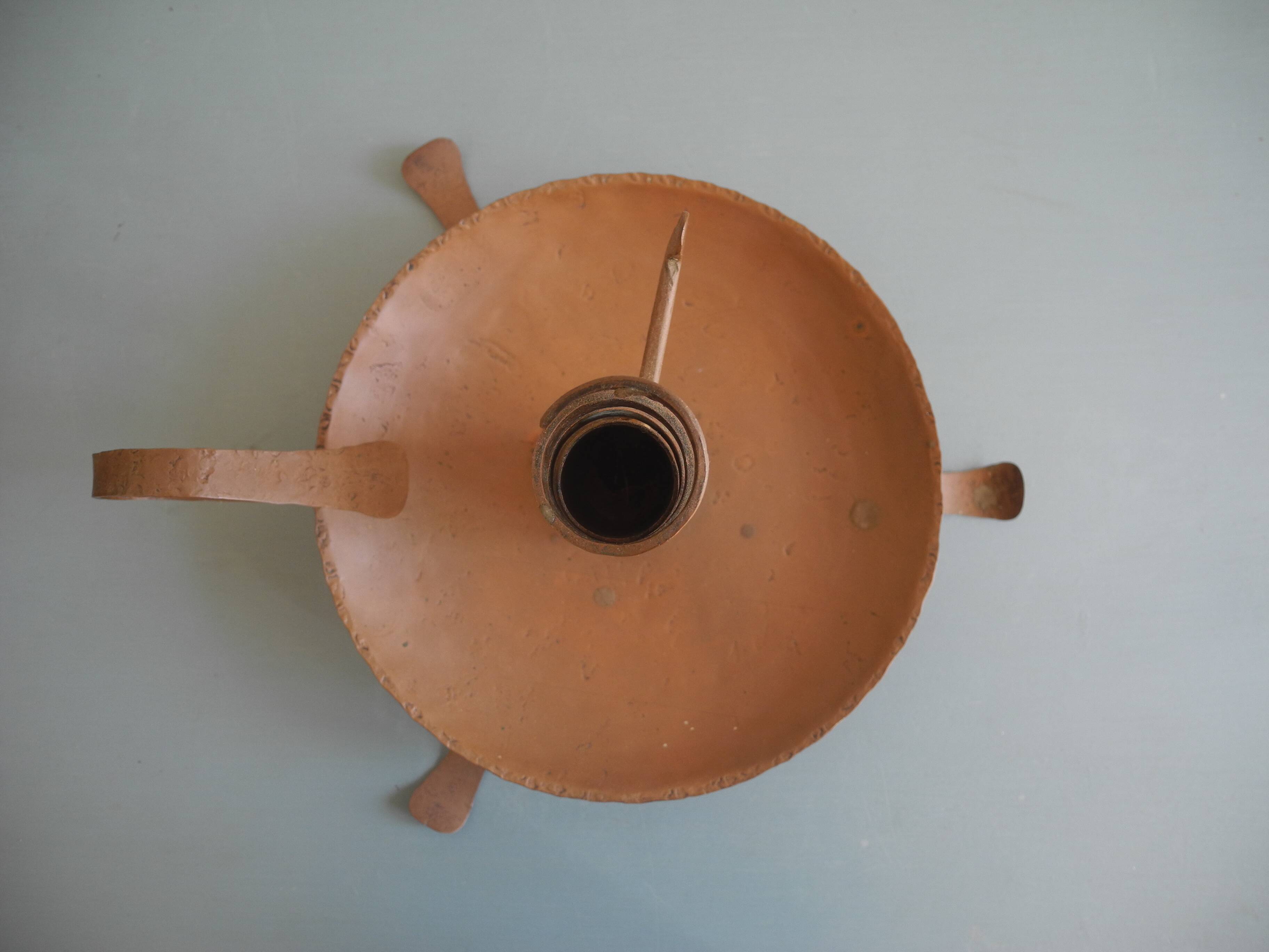 old pig tail rat cave copper candle holder