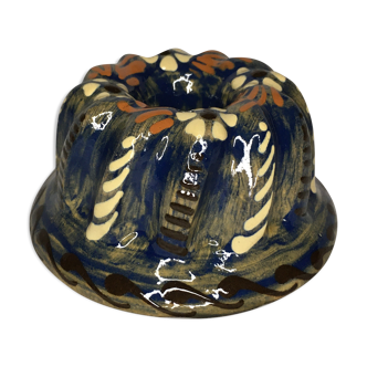 Mold a Kouglof pottery of Soufflenheim very old hand painted decoration