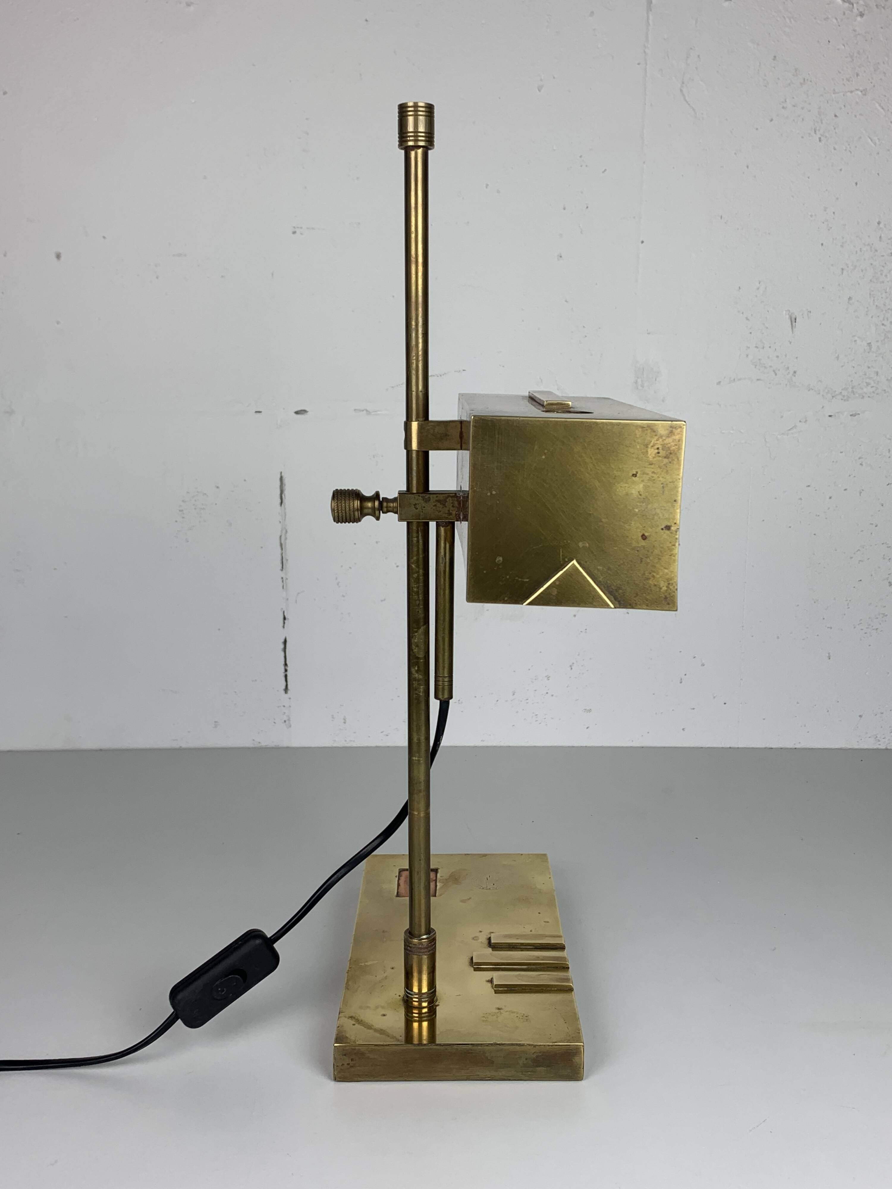 Brass Bauhaus Art Deco architectural Marcel Breuer style desk or table lamp