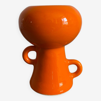 Vase en céramique orange, années 70