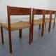 Teak & Papercord Dining Chairs by Poul M. Volther for Frem Røjle, Denmark, 1960s, Set of 4