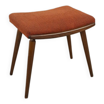 Footstool red brown with wooden legs, stool