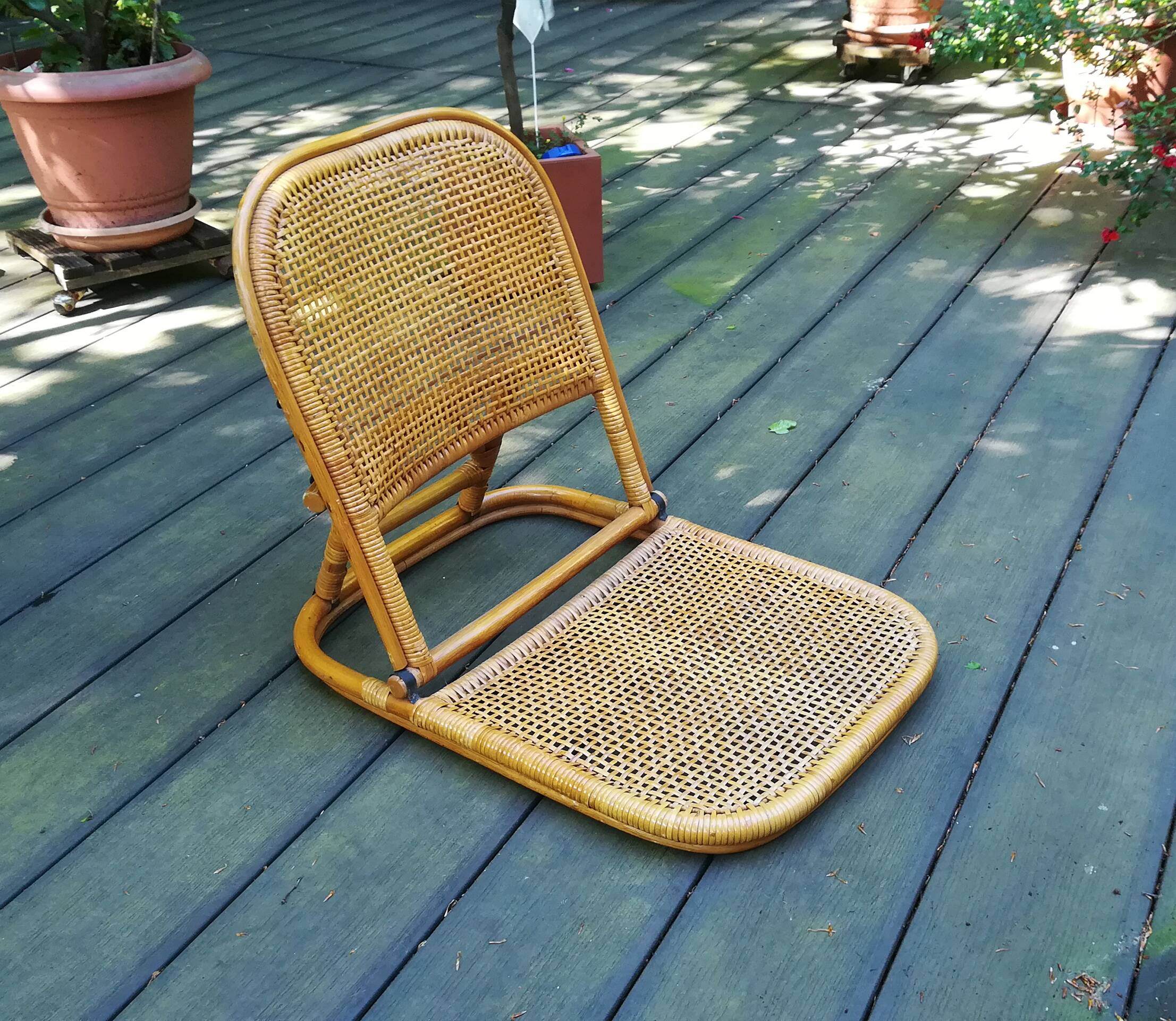 Folding rattan beach chair, USA, 1960s