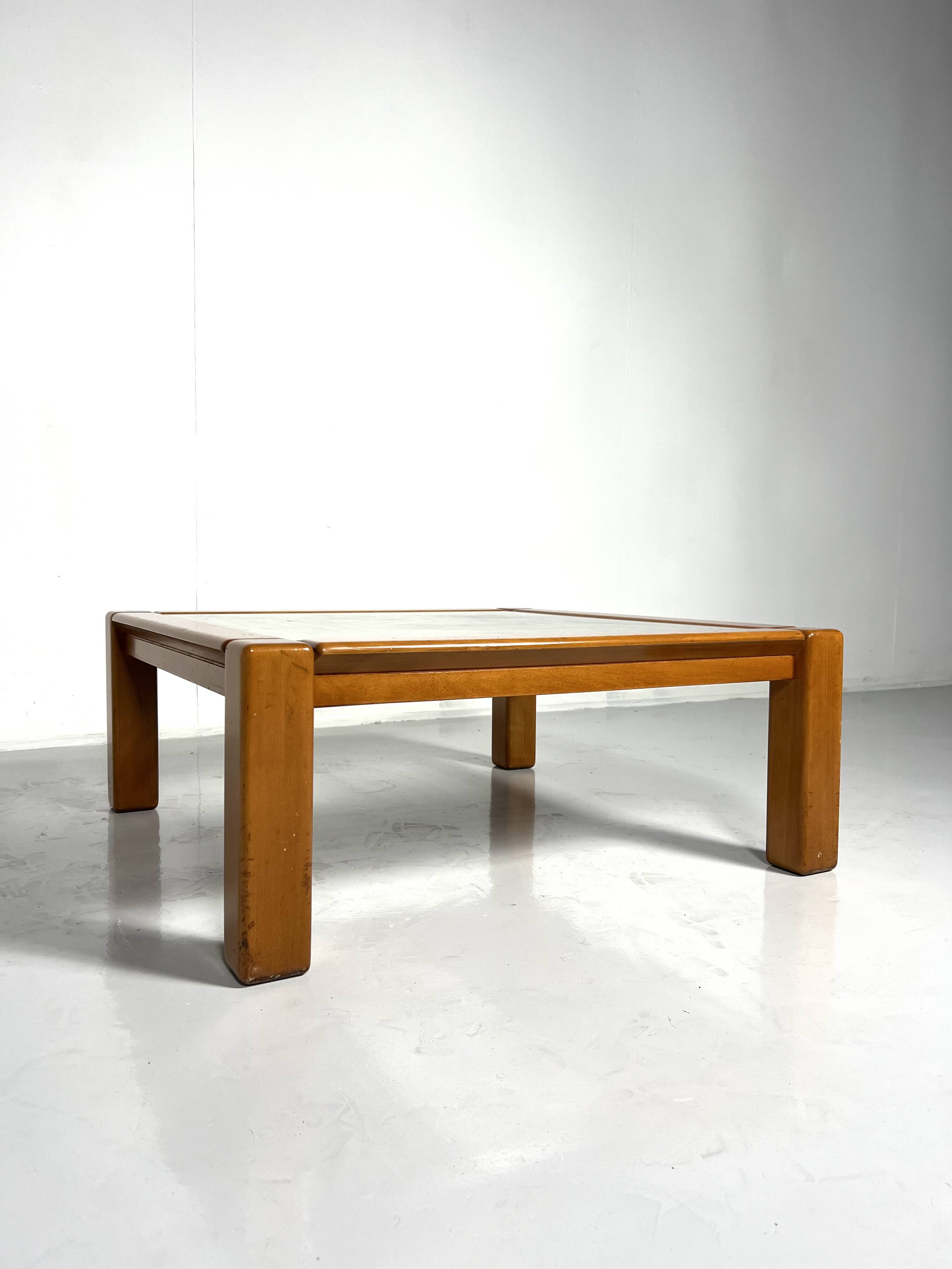 Mid-Century Coffee Table, Wood and Glass, Italy