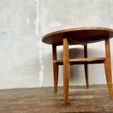 vintage round coffee table in light oak