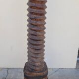 Colonne vis de pressoir en bois ancienne 19ème art populaire rustique en chêne
