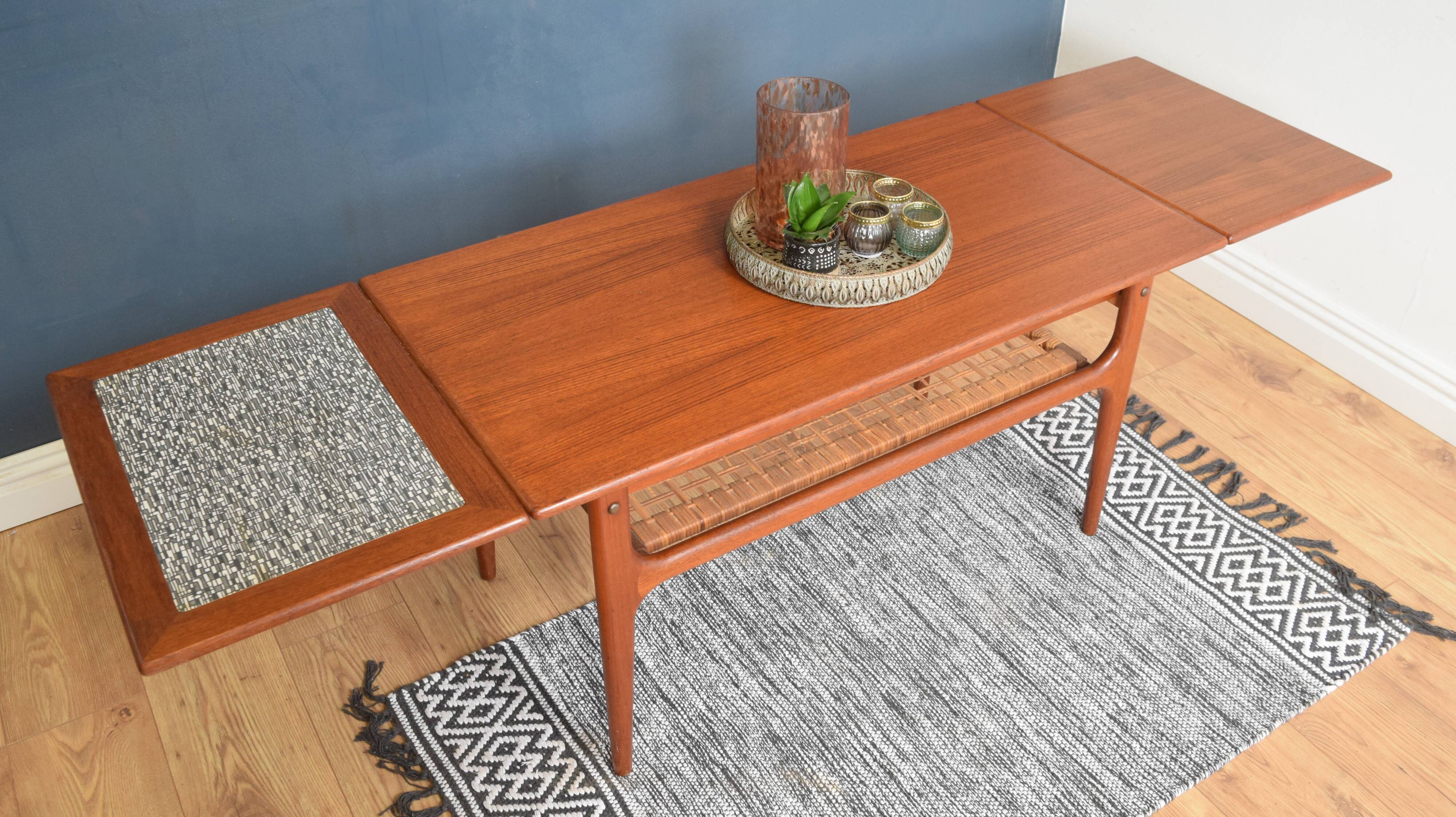 Restored Danish Teak Retro Trioh Draw Leaf Coffee Table