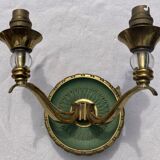 Pair of modernist bronze sconces & vintage crystal balls