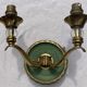Pair of modernist bronze sconces & vintage crystal balls