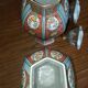 Pair of cutlery vases, urns porcelain polychrome Japan style signed