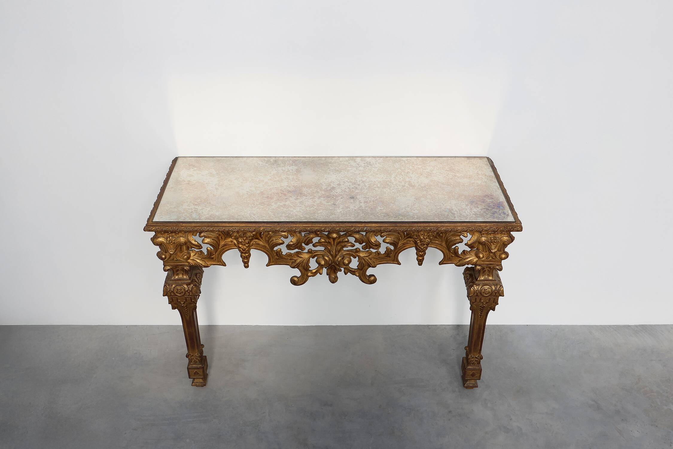 20th Century Italian Baroque style gilded and carved wall console