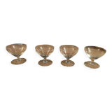 Coupes à champagne dessert verre ciselé grappe raisins, lot de 4