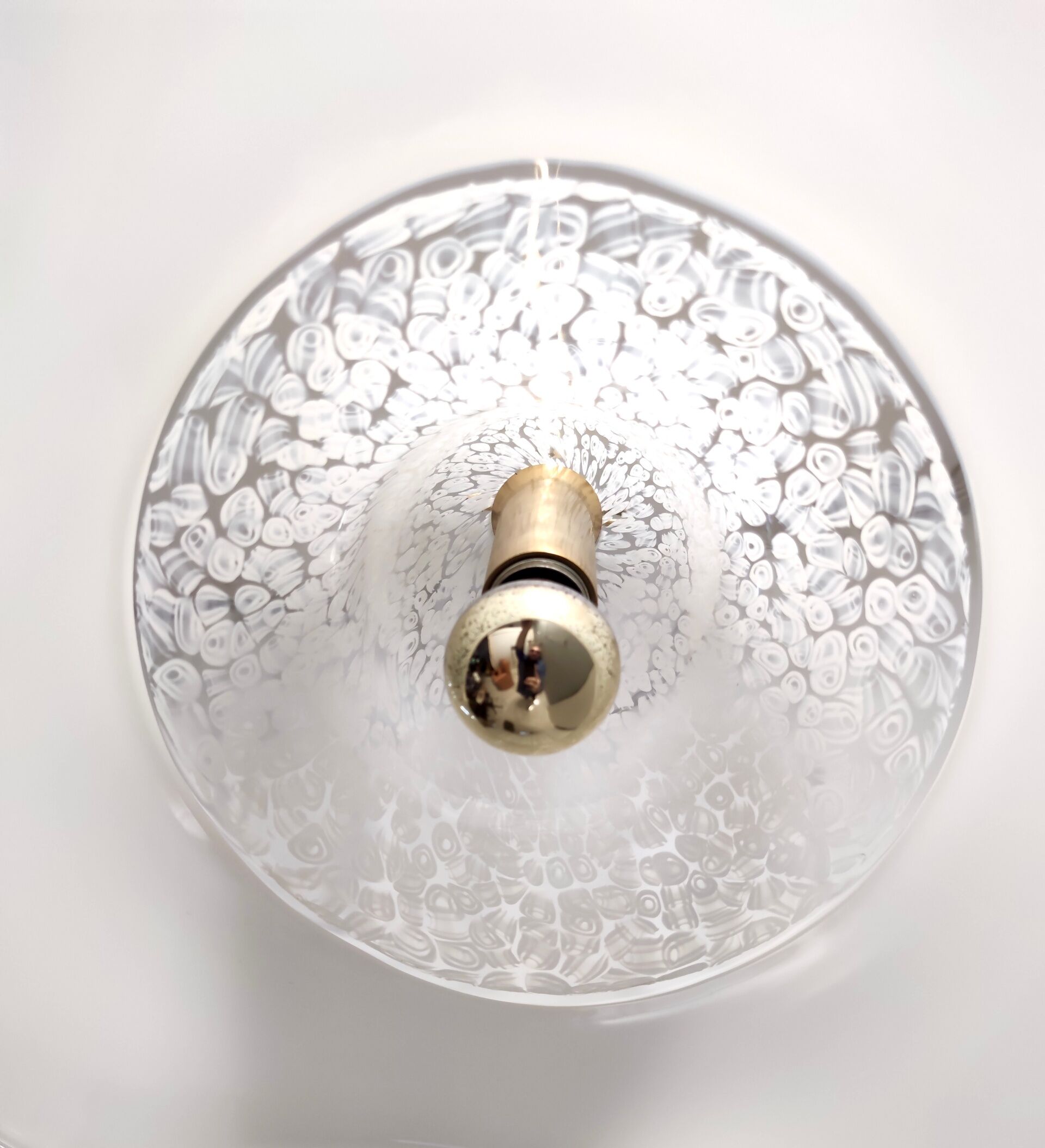 Postmodern white murano glass pendant marked la murrina, italy 1980s