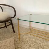 Table coffee glass and gold metal 1980