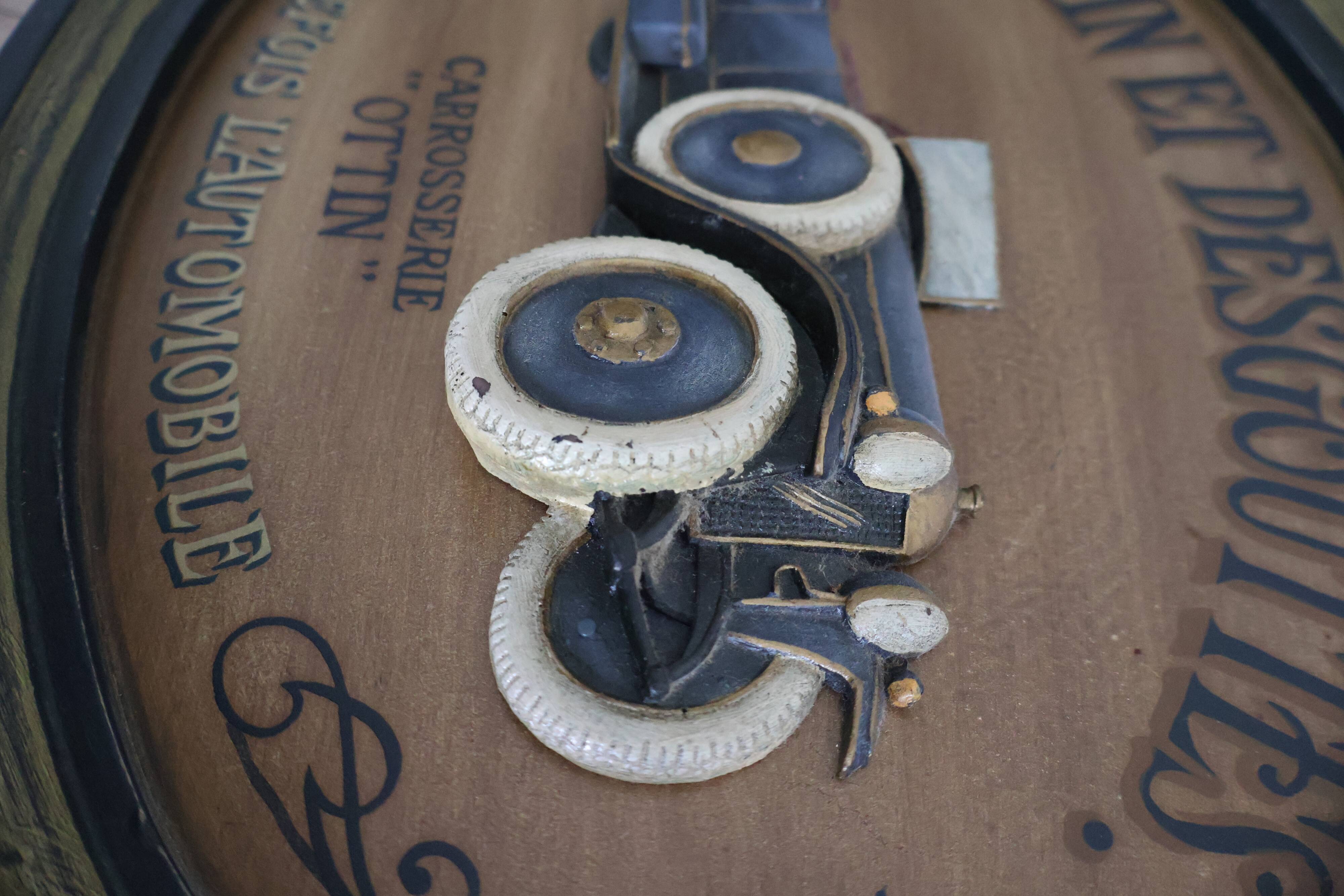 Wooden painting old car country corner 60s