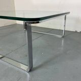 Table basse moderniste suisse en chrome, acier et verre de Strässle, années 1970