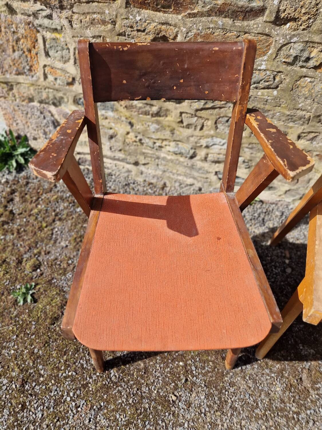 Set of 3 bridge armchairs with compass legs from the 50s/60s