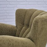 1960s, Danish vintage relax armchair, furniture cotton/wool, beech wood.