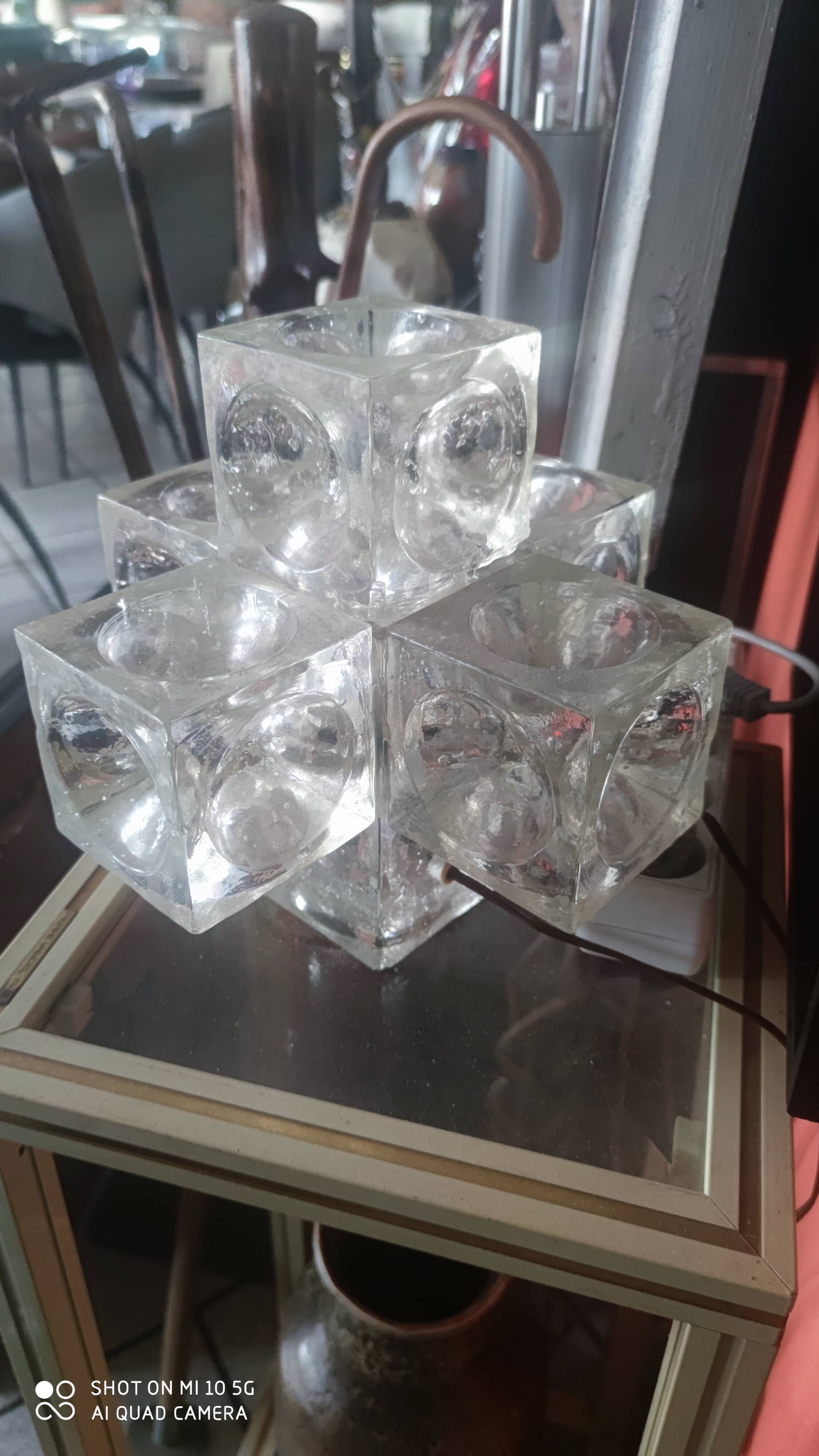 Ice cube glass lamp, circa 1960