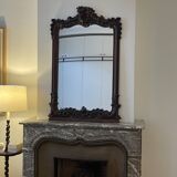 Hand carved art nouveau wood mirror