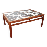 Danish rosewood coffee table, ceramic tiles by Ole Bjørn Krüger, 1960s