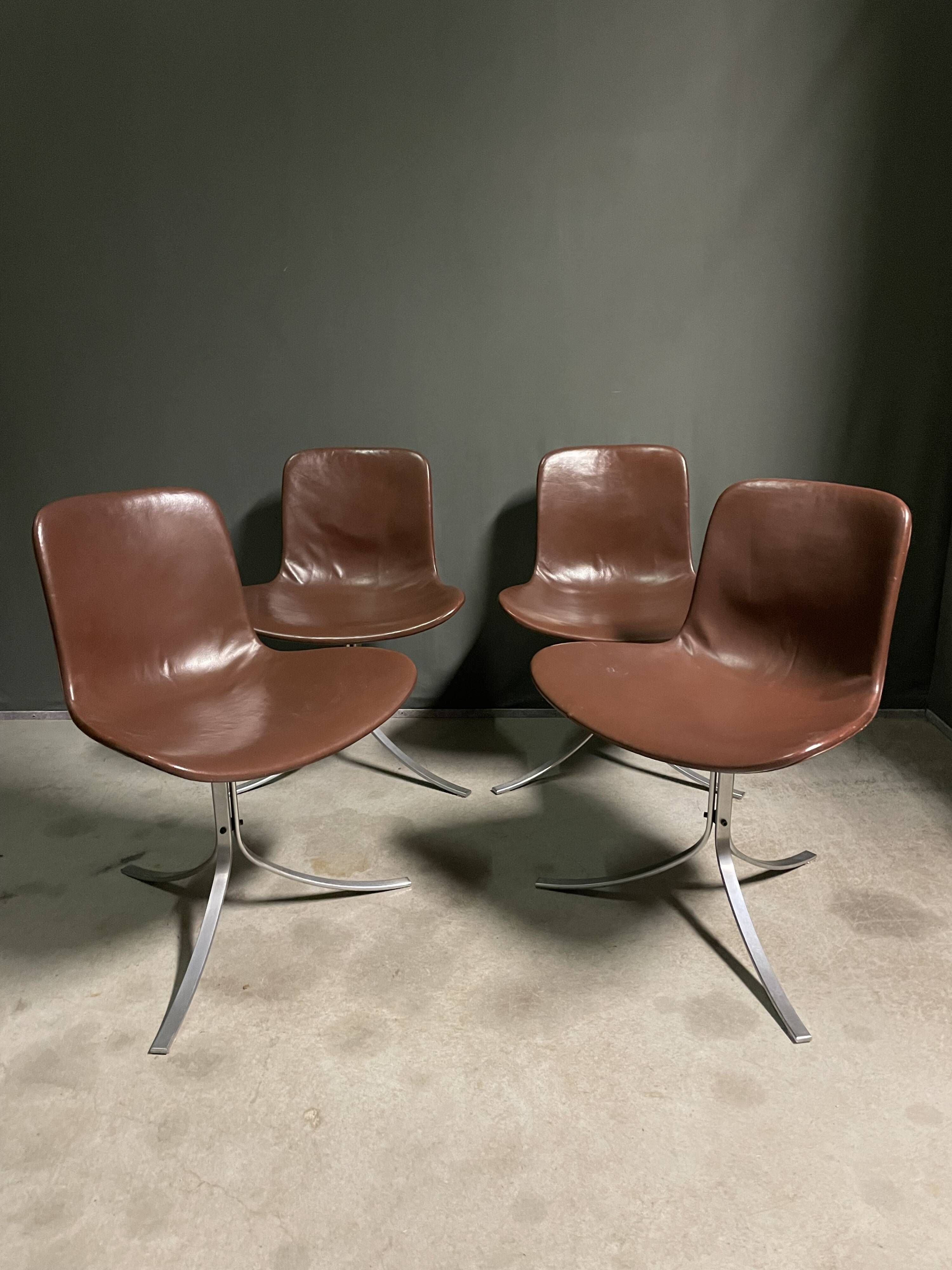 Set of 4 - pk9 chairs by poul kjærholm for e. kold christensen, 1960s