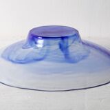 Vintage Blue Swirl Glass Fruit Bowl / Bormioli Rocco / Italy / 1990s