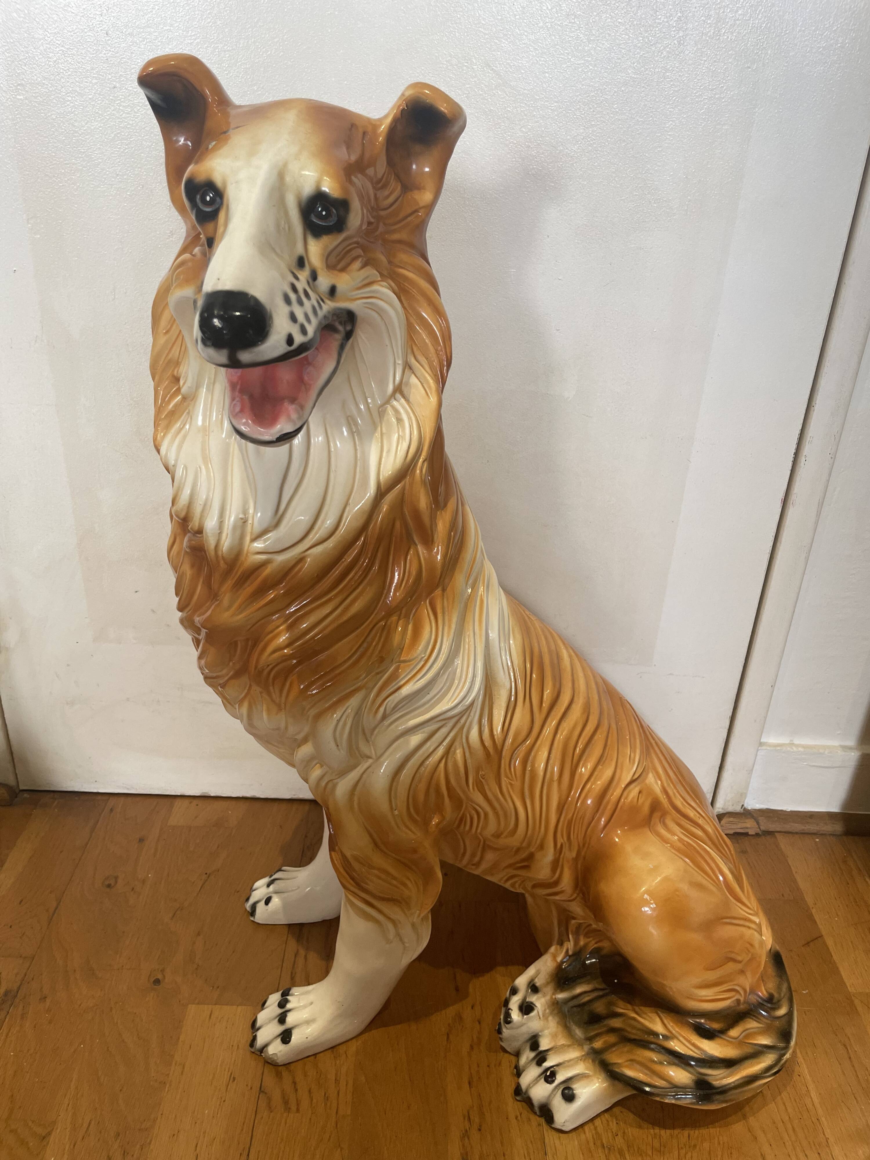 Collie dog sculpture