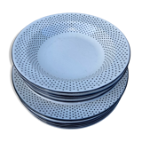 Gien service for 6 people with black polka dots: soup plates and flat plates