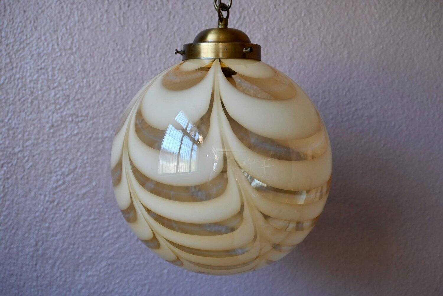 Suspension globe glass from Murano, marbled, brass, 1970s.