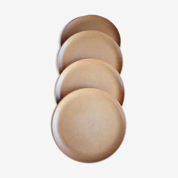 Lot de 4 assiettes en grès Sarreguemines beige rosé