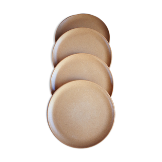 Set of 4 plates in sandstone Sarreguemines pink beige