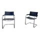 Paire de fauteuils Cantilever en cuir noir