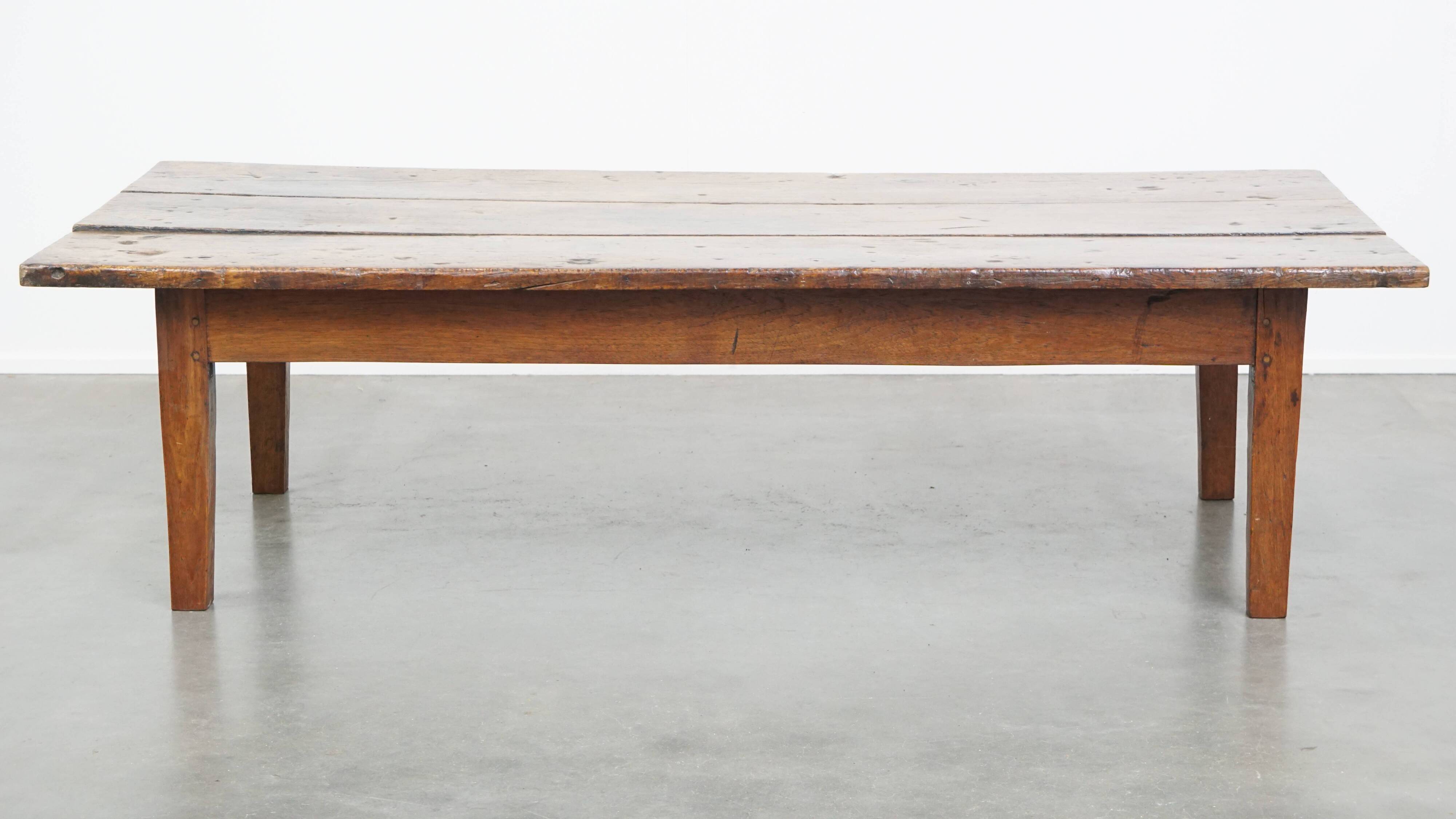 Antique Coffee Table Made of Chestnut Wood from the Early 19th Century