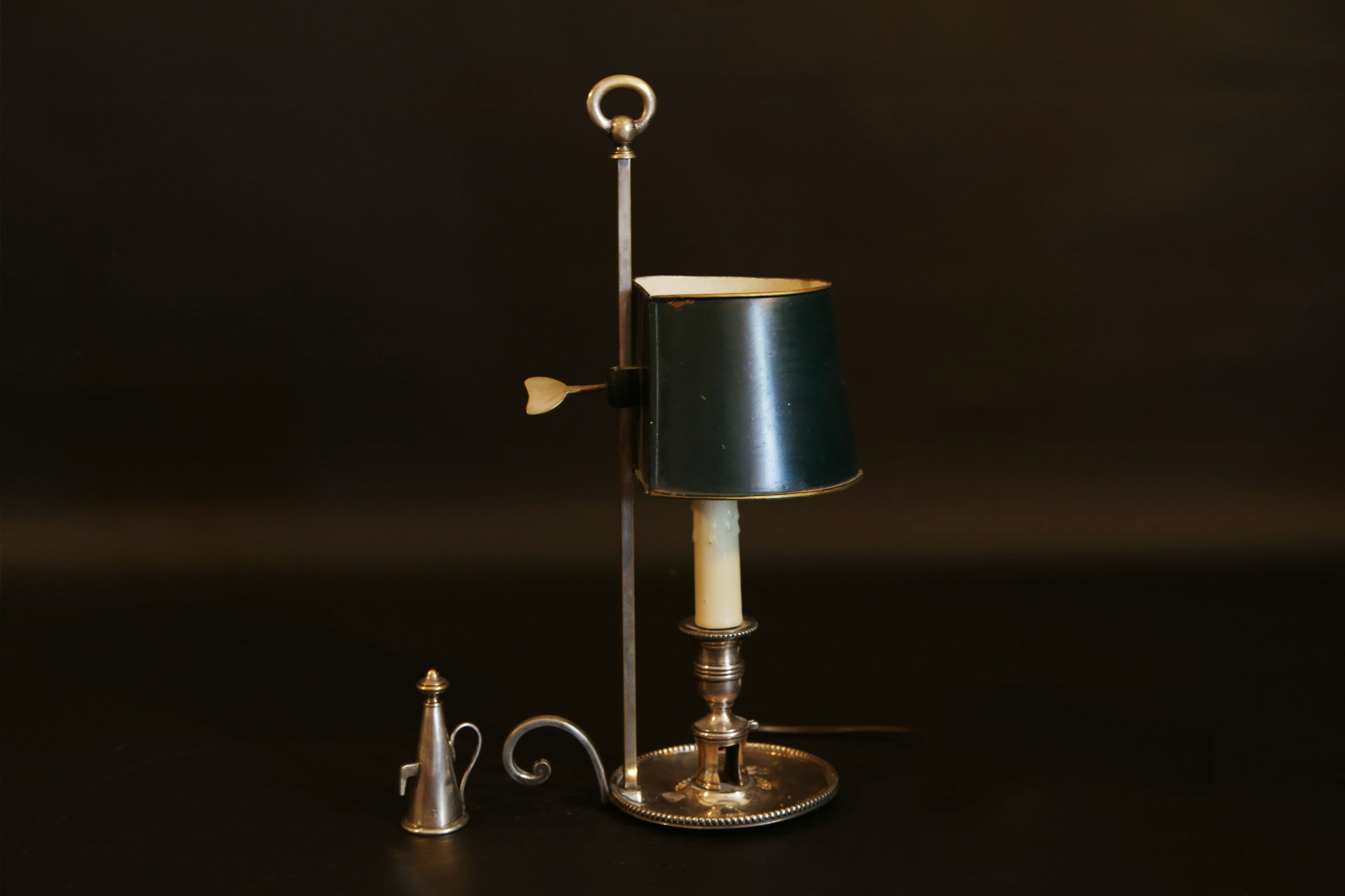 Lampe bouillotte bronze argenté tôle XIXème siècle