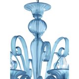 Contemporary Venetian Blue Satin Murano Glass Chandelier