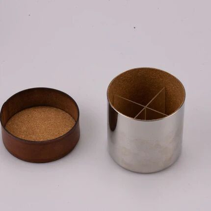 Vintage pot in stainless steel and leather Grasoli