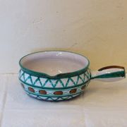 Salad bowl in the form of fondue pot, Robert Picault Vallauris, in enamelled ceramics, vintage 1950/60,