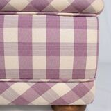 Upholstered bench in mauve and cream Vichy fabric, France, 1970s