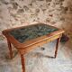 French vintage dining/desk table – oak and walnut – marble top – 1960s writing table with drawer