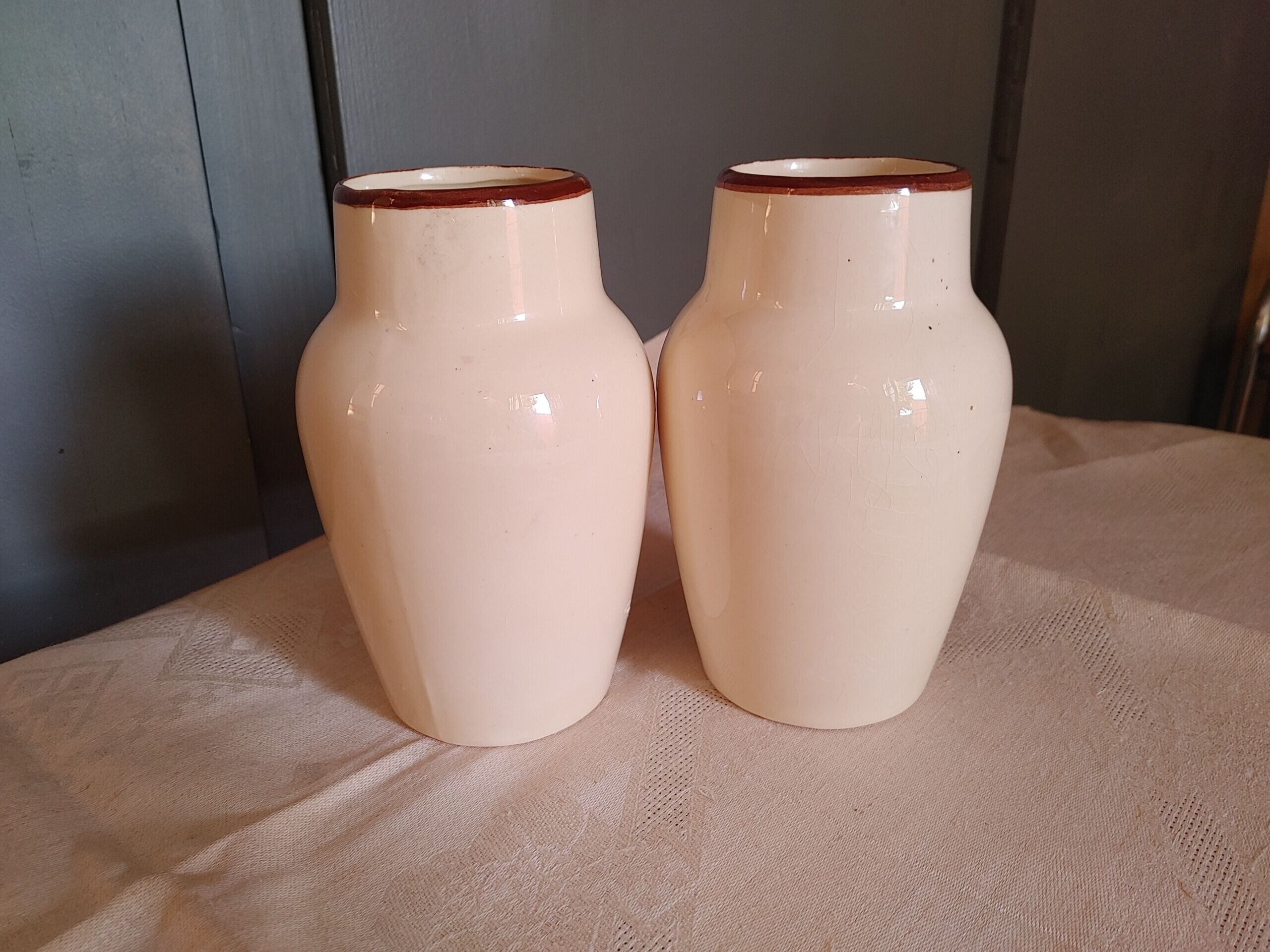 Pair of antique vases Stamped LONGCHAMPS - 15 cm