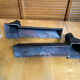 Pair of fireplace chenets raphaël man's head black cast iron vintage #e236
