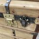 Exceptional rounded leather/brass box with beautiful restored clasps.