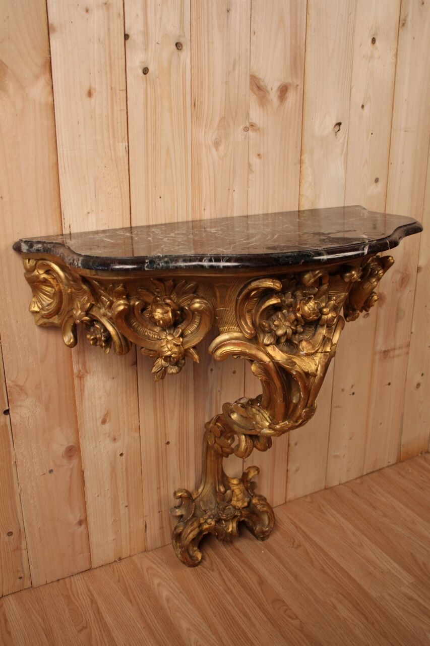19th century golden wood console