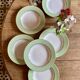 Set of 6 old mint and white hollow plates, the Amandinoise