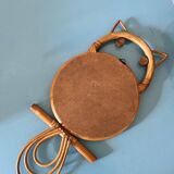cat or owl rattan mirror from the 70s