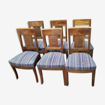 6 chaises en acajou de style Napoléon III