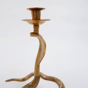 Pair of engraved brass cobra candlesticks - 1960s